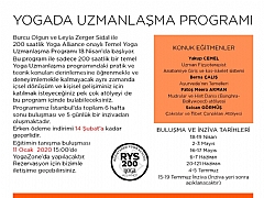 200 saatlik Yoga Alliance onaylı Temel Yoga Uzmanlaşma Programı